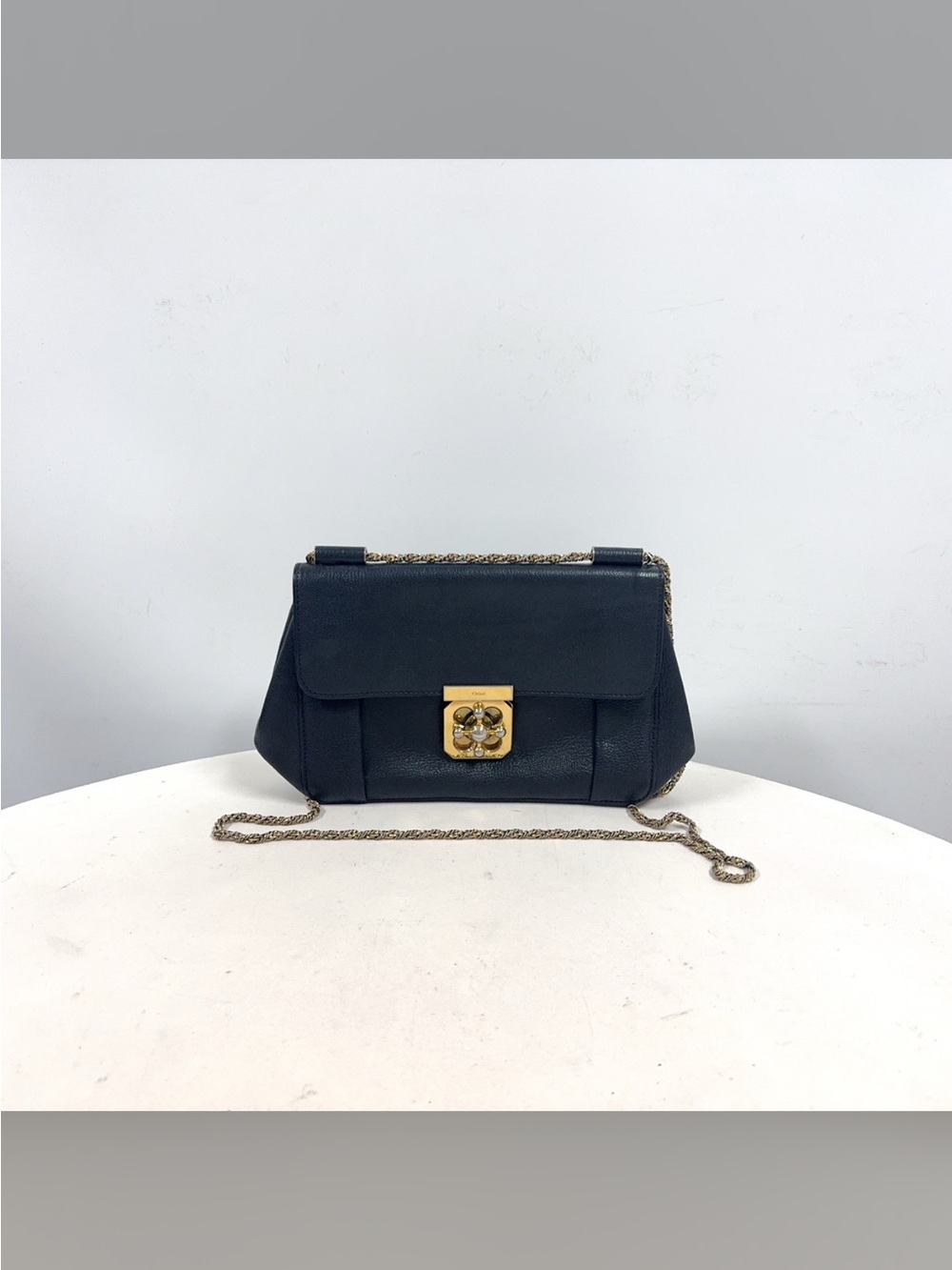 Chloe black Leather Shoulder Bag with Gold Hardware